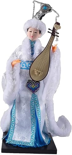 Figura de seda artesanal tradicional china de 12 pulgadas muñeca china coleccionable muñeca de seda (blanco)