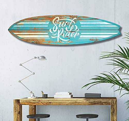 HXA DECO - Planche de Surf Décorative,Multi Choix,Décoration Murale,Impression sur Alu Dibond, Surf Blue California, 145x40 cm
