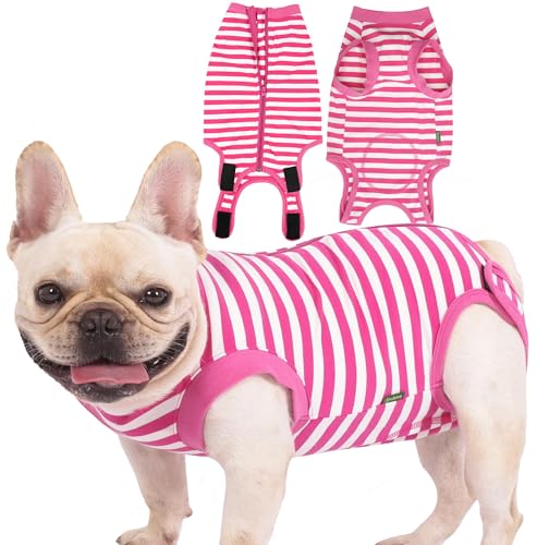 Image of Dog Recovery Suit Post Surgery Shirt,Medium Female Spay Wound Protective Suit,Pink M