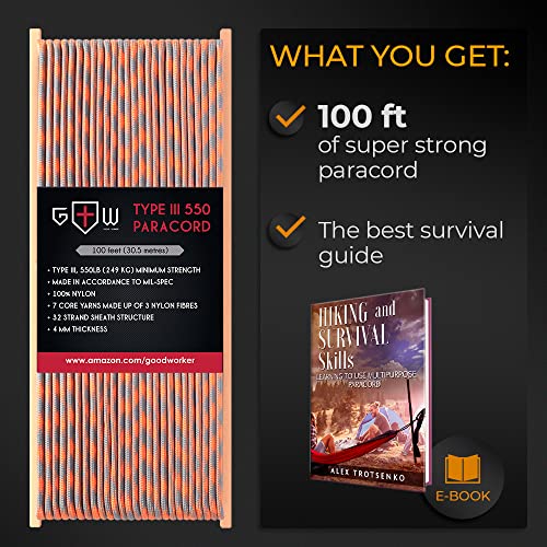 Paracord 100 Ft - Type Iii Hunting Season Paracord 550-4Mm Nylon Rope Mil-Spec Para Cord - Camping Rope Hiking Fishing Survival Parachute Cord - Outdoor Hammock 550 Paracord 150 #TOP7