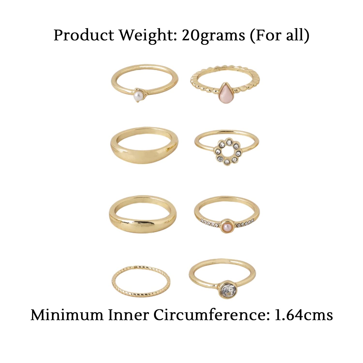 Geometric Ring Set Plated Knuckle 8 Pcs Combo Birthday