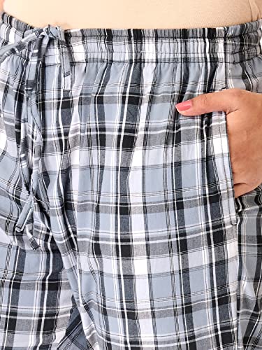 Image of Womens Multicolor Cotton Checkered Pyjama | Checks Pajama for women with Elastic & Drawstring Plus Size (S TO 8XL)
