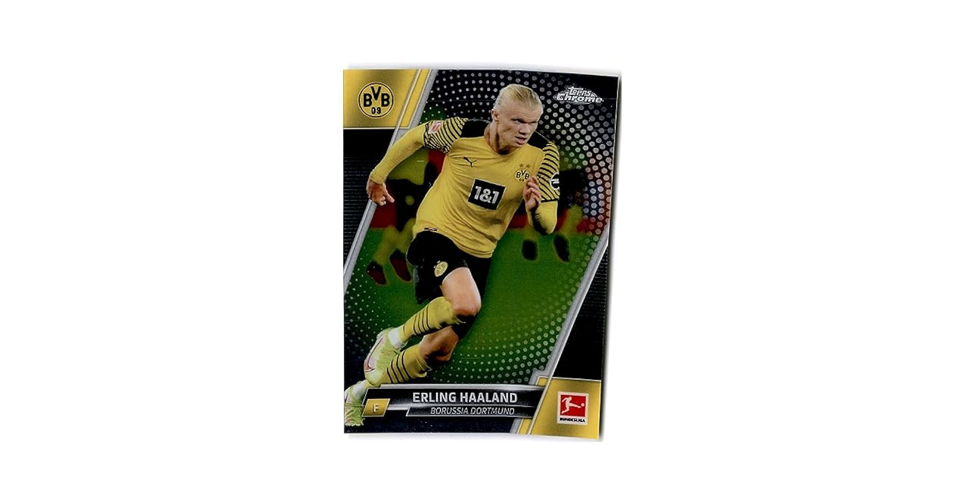 TOPPS サッカーカード STADIUM CLUB CHROME ERLING HAALAND DORTMUND #9 送料無料 中古 IT2 Erling Haaland 2021/22 Topps Chrome Bundesliga Red Auto 9/10