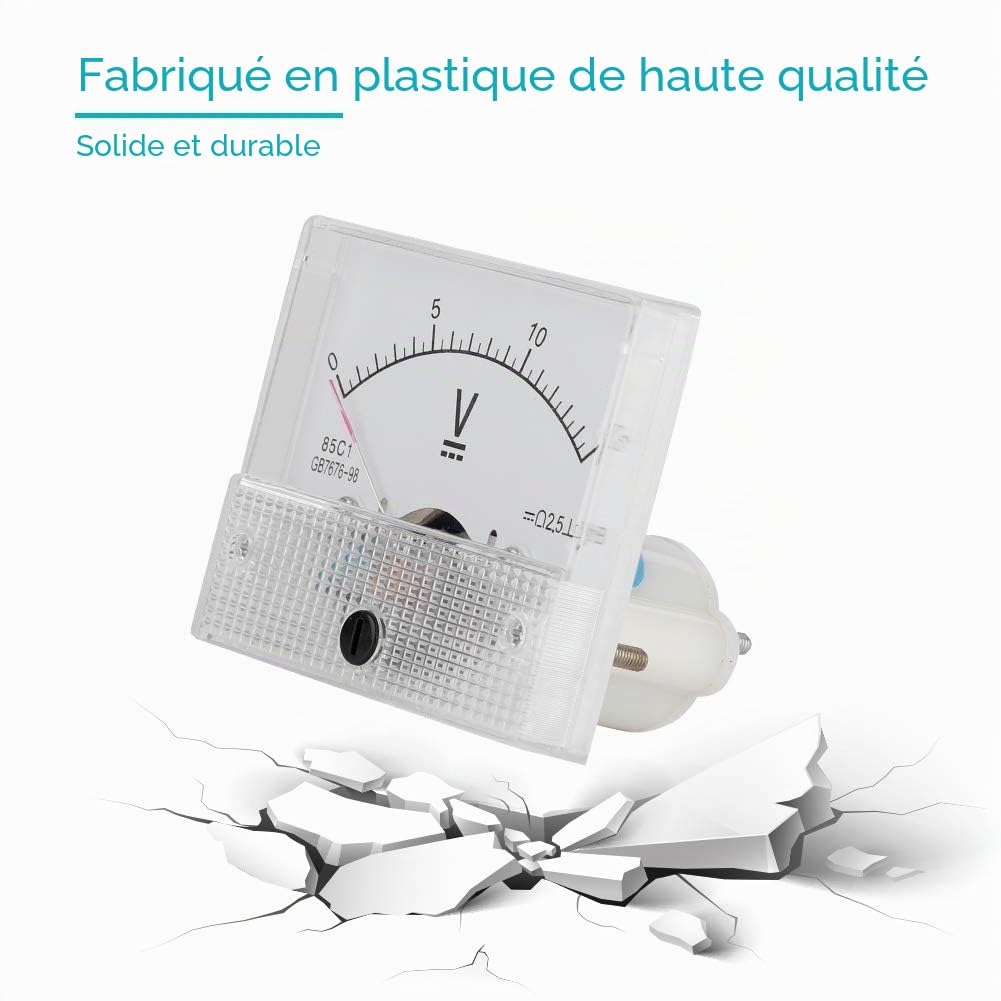 Tbest Voltmètre 0 À 10 Volt DC Aiguille, Amperemètre 12V, Compteur de Tension CC, Tension de Voltmètre de Courant CC Analogique 85C1 2,5 Précision
