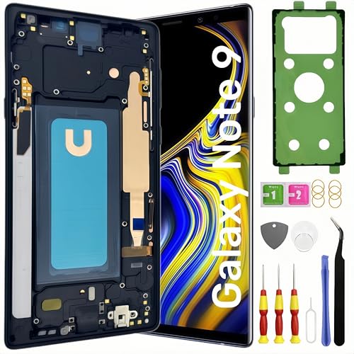 Galaxy Note9 LCD Display Screen Assembly Replacement for Samsung Galaxy Note9 Touch Digitizer Screen with Frame Toolkits SM-N960U N960F No Fingerprint (Black)