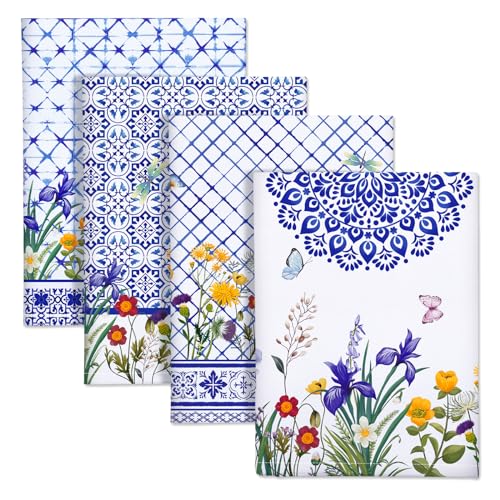 Arquiel Retro Wildflower Kitchen Towel 100% Cotton Quick Dry Dish Towels 48 x 70CM
