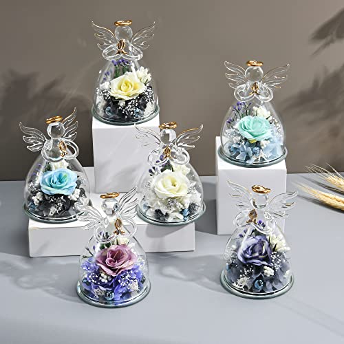 Ywhsm Valentines Day Gifts For Her,Gifts For Girlfriend,Gifts For Women,Gifts For Mom Cards,Anniversary Holiday Birthday Gifts,Artificial Flower Glass Angel Statue Gifts(Grey) #TOP3