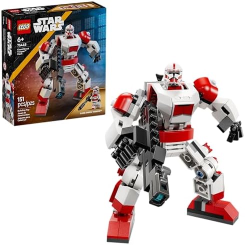 LEGO Star Wars Clone Shock Trooper Mech Building Toy for Boys & Girls - Poseable Star Wars Figure W/Pretend Play Blaster & Stud Shooter for Kids & Fans, Ages 6+ - Gift Idea for Birthdays - 75448