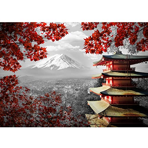Runa Art Papel tapiz fotográfico Japón 352 x 250 cm Lana Fondo De Pantalla XXL Moderna Decoración De Pared Sala Cuarto Oficina Salón Rojo gris 9242011a