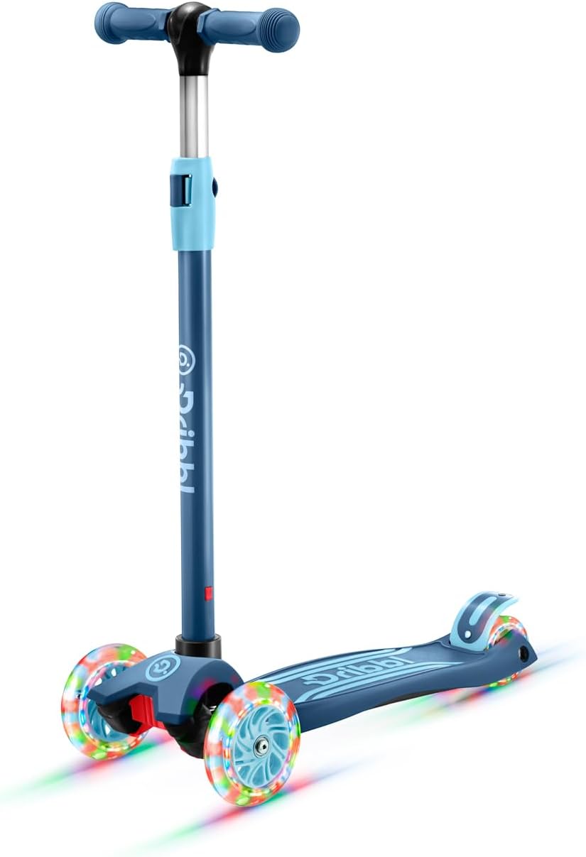 3-Wheel Kids Scooter - Lean-to-Steer Technology, Adjustable Height Handlebar, Wide Anti-Slip Deck, Scooter for Boys & Girls Ages 2+, Child Safety Approved, Support Riders Up to 165 lbs, Blue