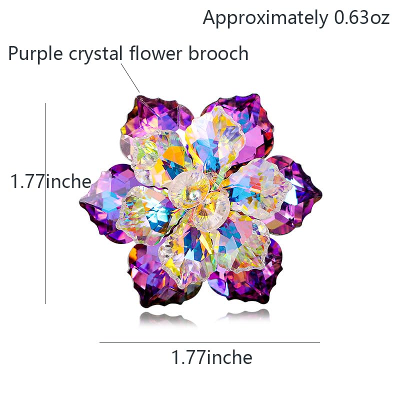 Image of Rhinestone Sunflower Brooch Pin for Women Red Black Purple Large Flower Broochs Snowflake Brooch Marquise Wreath Brooches Jewelry
