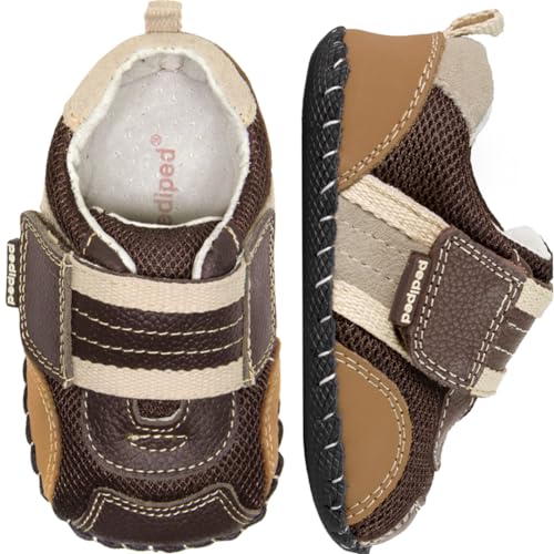 pediped baby boys Originals Adrian - fashion sneakers, Brown, 6-12 Months Infant US