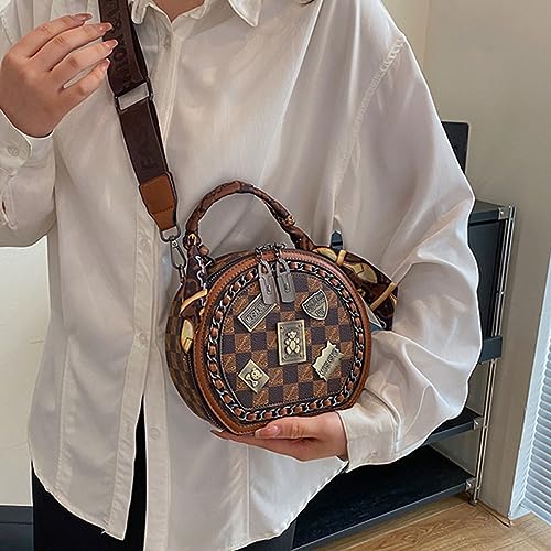 Image of Vintage Women's Bag,Round Crossbody Bag, Shoulder Crossbody Circle Tote Bag, Large Capacity Purse Handbag