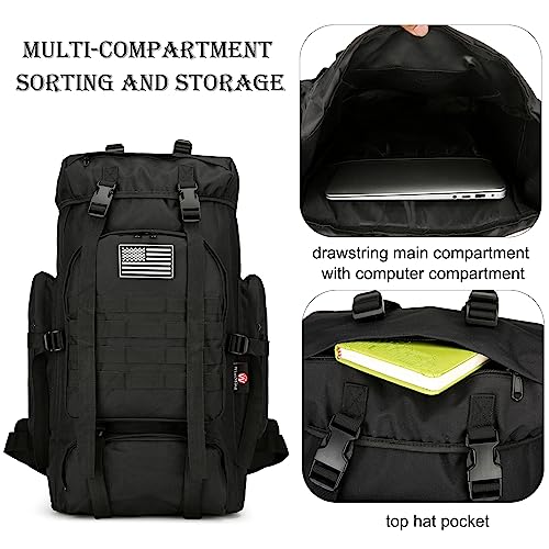 Mochila de Senderismo Militar 45L Negra miniatura 5