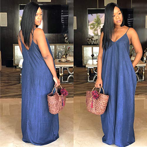 Robe sans manches en denim à bretelles style décontracté