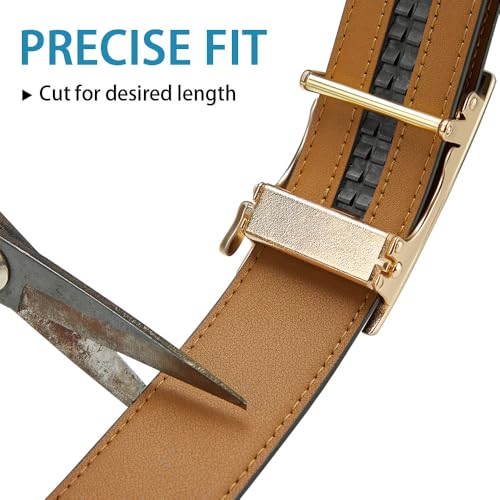 VANNANBA Men's Leather Designer Belt - Mens Ratchet Belts with Fashion Alloy Buckle - Trim to Fit,Gift for Men4