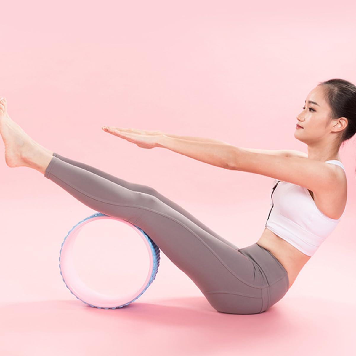 Yoga Wheel for Backbend and Stretching Fitness Roller for Pain Relief and Muscle Building Prop Wheel for Inner Thighs and Upper Arms Yoga Training Tool Blue