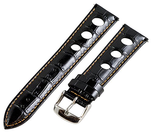 Clockwork Synergy, LLC 18mm Rally 3-hole Croco Black / Orange Leather Interchangeable Replacement Watch Band Strap