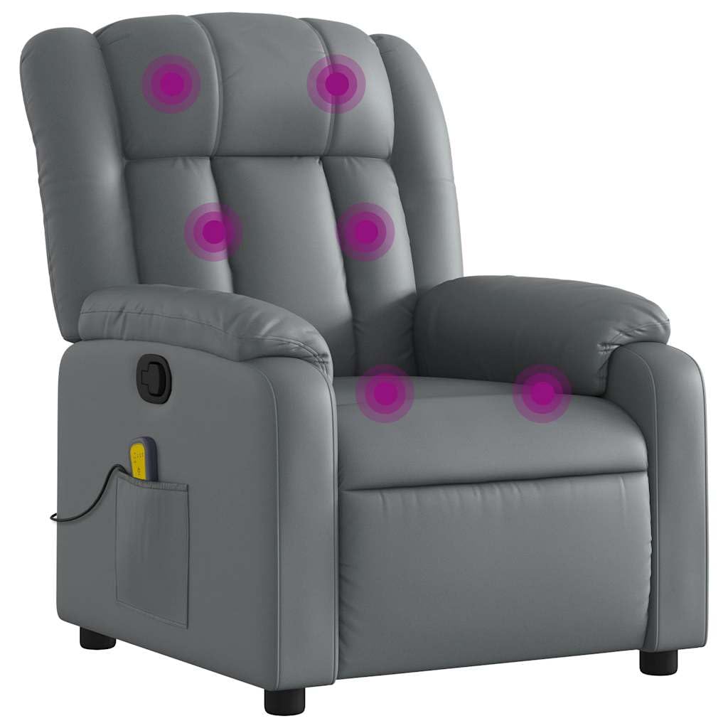 vidaXL Fauteuil de Massage Inclinable, Chaise avec Repose-Pieds, Siège avec Dossier et Accoudoirs Salle de Séjour, Moderne, Gris Similicuir