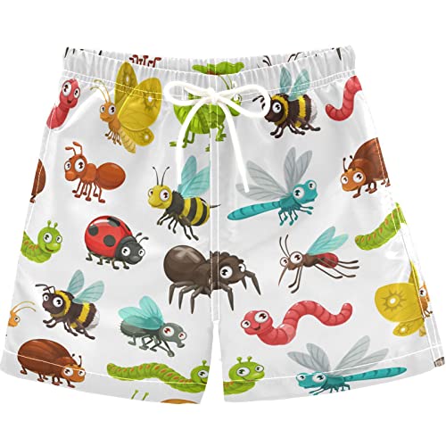 visesunny Summer Boy's Beach Shorts Cartoon Butterfly Dragonfly Bug Quick Dry Soft Drawsting Swim Trunks Baby Boy Bathing Suit with Pockets