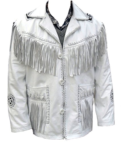 Classyak Western Cowboy Real Leather Jacket, Fringed & Beaded