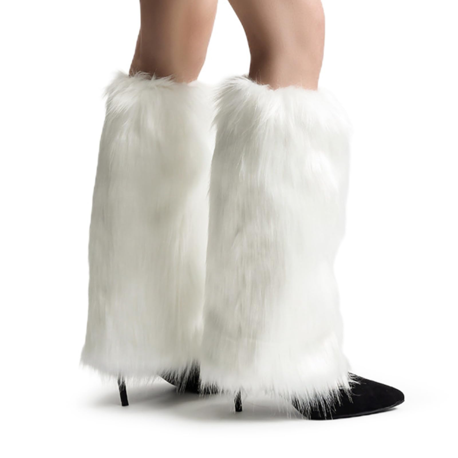 PeecabeWinter Women Faux Fur Fluffy Leg Warmers Fuzzy Long Boot Covers Furry For Christmas