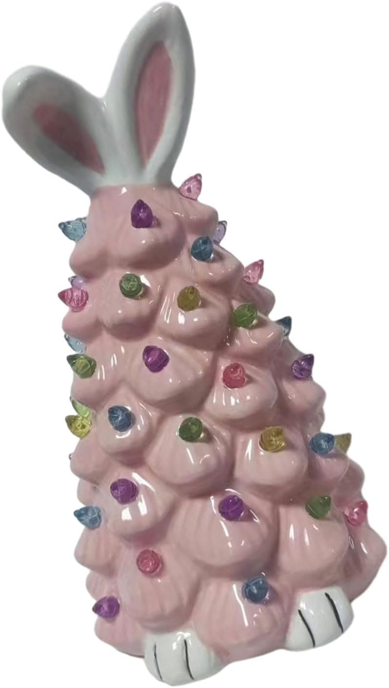 Easter Ornaments Tree Figurines Led Glowing White Pottery Easter Party Decorations for Kids Adults