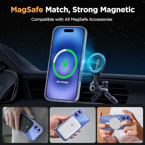 Image of Miracase Magnetic Clear for iPhone 16 Plus Case [Compatible with MagSafe] [with 2X Screen Protectors] Military-Grade Protection, Anti-Fingerprint, Slim Phone Case for 16 Plus 6.7 inch - Crystal Clear