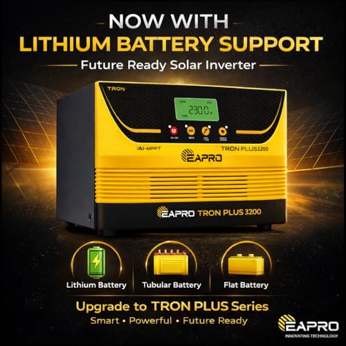 Image of EAPRO TRON 3200 3000VA 24V Solar PCU | Lithium Compatible | AI-MPPT | Dual & Single Battery | Supports 6 Panels (520-590Wp) | Pure Sine Wave | RTC Smart Charging | 3 Years Warranty