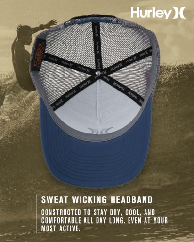 Image of Hurley Men's Trucker Hat - High Icon Snap Back Comfortable Curved Bill with Adjustable Snap Closure - Trucker Hats for Men