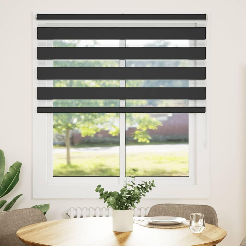 Tenda a rullo zebrata, 130 x 150 cm, in poliestere | Due strati traslucido e opaco, montaggio con viti o senza foratura, catena regolabile, facile da pulire