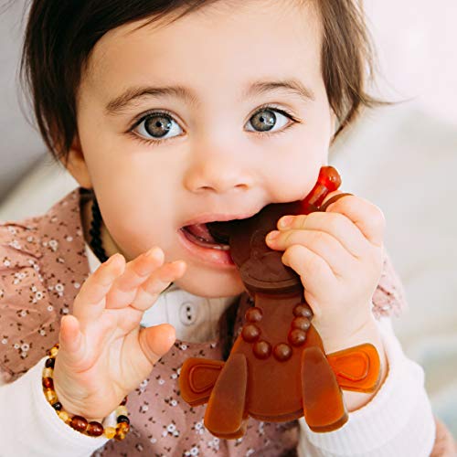 Amber Teething Toy – Little Bamber is a Natural Amber and Rubber Giraffe Teething Toy for Natural Teething Comfort – Comforting Texture Teething Toy for Sore Gums – Teething Necklace Alternative