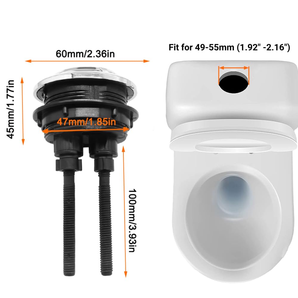 Botón de descarga de inodoro, accesorios de repuesto de cisterna con botones de doble pulsador de 49 mm-55 mm para reparación del tanque de agua del inodoro del baño