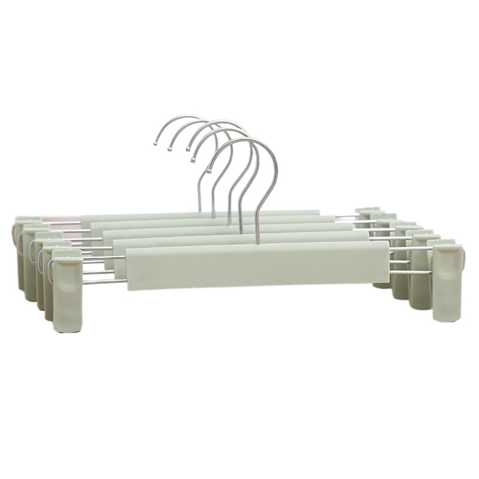 Trouser Hangers 10PCS Plastic Frosted Pants Hanger With Two Clips Anti-slip(GREEN-10pcs)