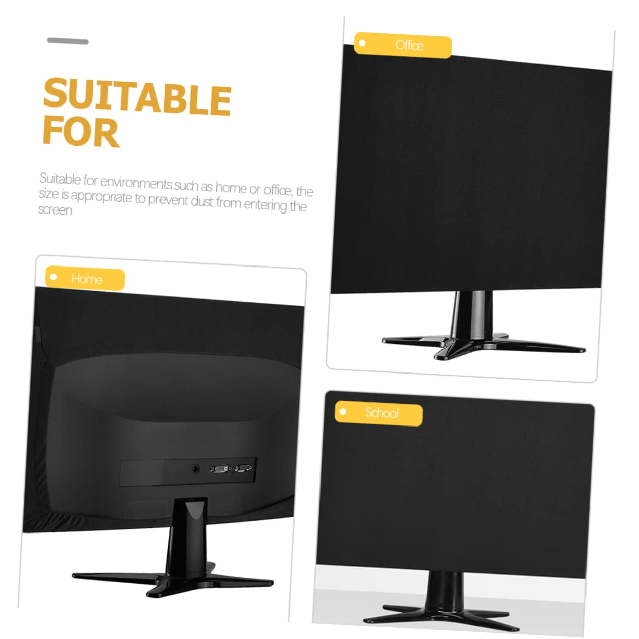 Copertura Antipolvere per Monitor Computer Flessibile in Cotone Nero
