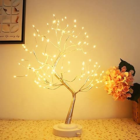 kalynmart Tabletop Tree Light 108 LED Fairy Light Tree 20 Inches Bonsai Tree Lamp 6 Hrs Timer Battery/USB Operated 8 Lighting Modes for Home Birthday Party Decor（Warm White） Cover
