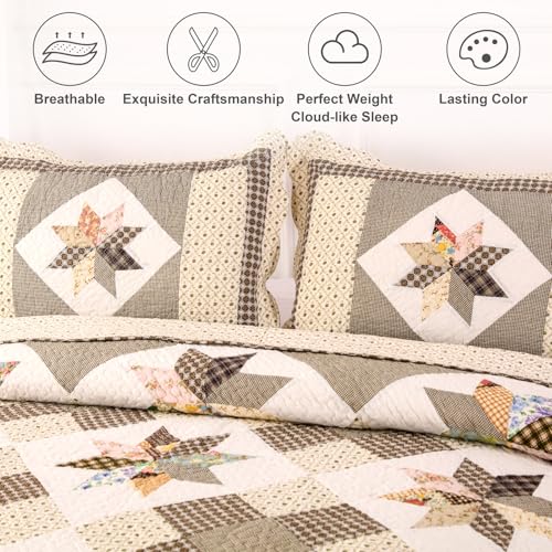 Linge de lit 100% coton de qualité supérieure YAYIDAY avec piquage patchwork soigné - 4
