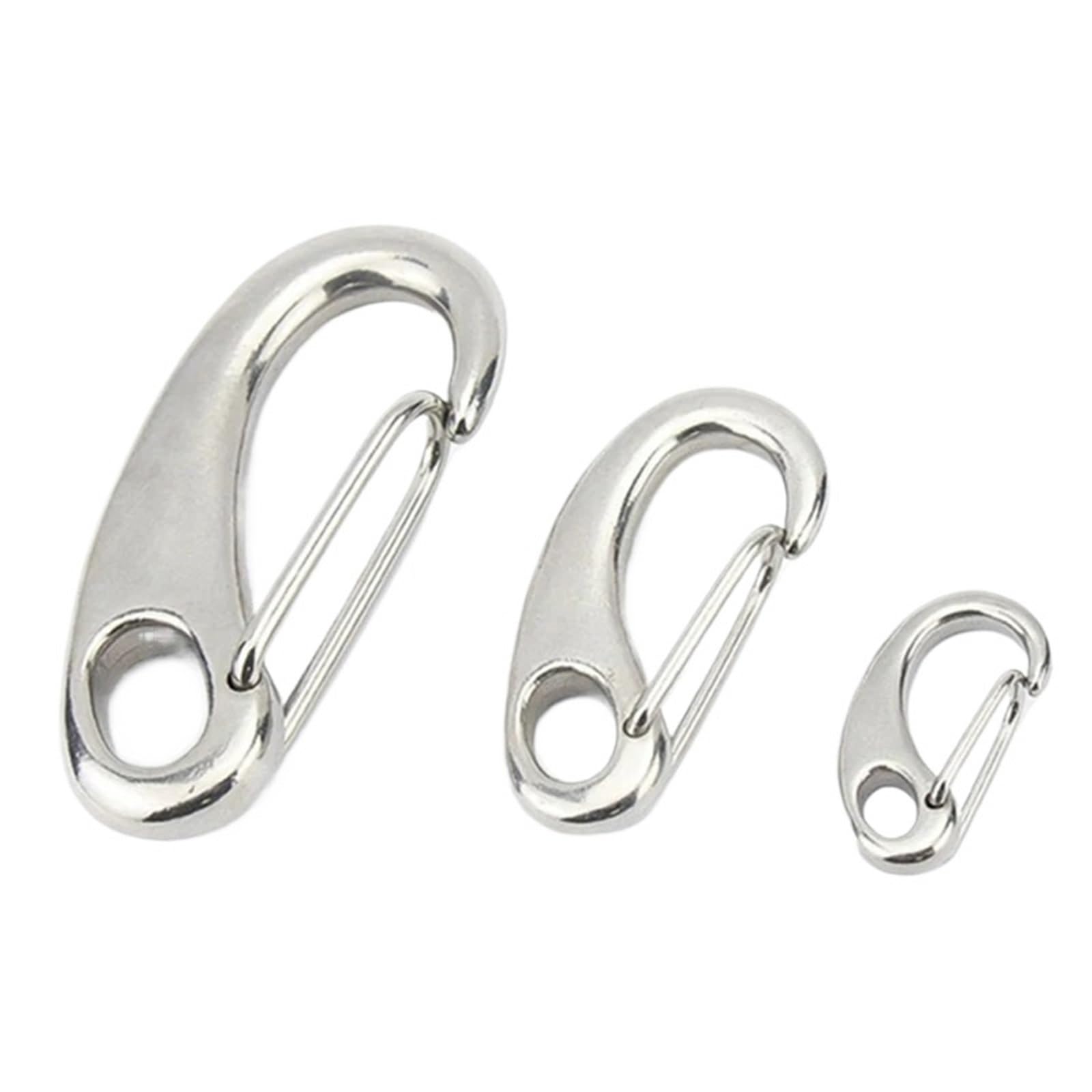 Clip Mosquetón con Forma Huevo Mosquetón de acero inoxidable 304 con forma de huevo, de 1 a 10 piezas, de 30/40/50/70/100 mm de longitud, con resorte, for cuerda de alambre, for barco o marino(M100,5p