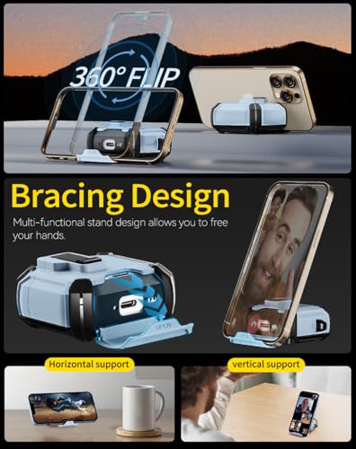 Image of Pohgelan Compatible with AirPods 4 Case (Sky Blue) | Magnetic Automatic Lock with Phone Stand & Cleaning Kit,Compatible with Magsafe