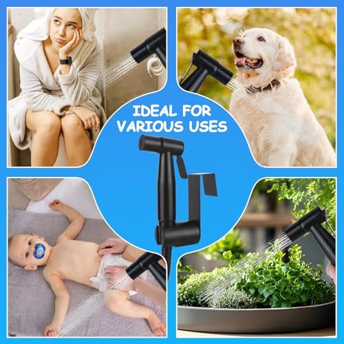 DMJJSD® Bidet Handbrause Set für WC Aus Edelstahl Mit 40-Zoll-Rohr & Halterung, Einstellbarem Druck, Sprühset für Toilette (Schwarz)