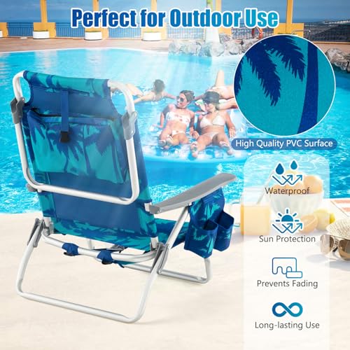 Chaise de plage pliable GYMAX avec barre porte-serviette et sac isotherme - 6