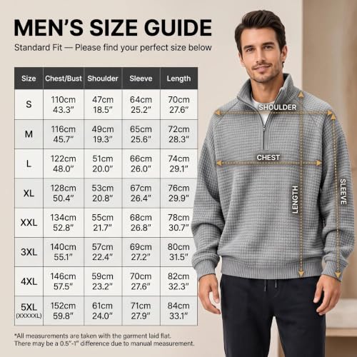 Mens Henley Long Sleeve Quarter Zip Sweatshirt Pullover Fall Winter 2026 - image 8