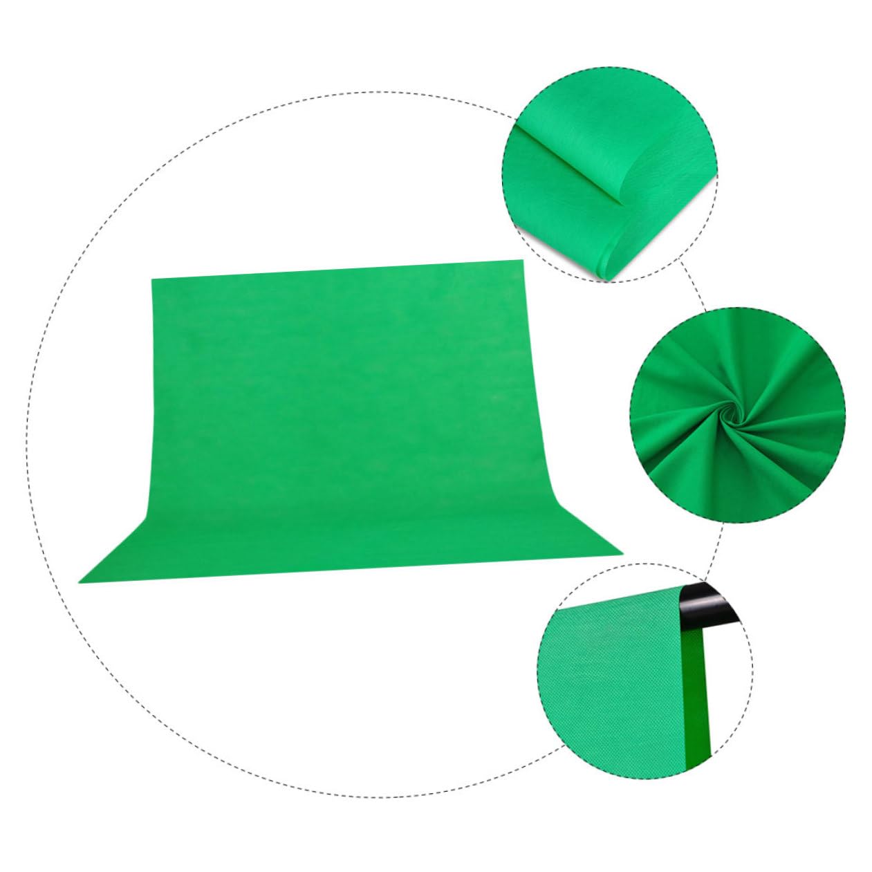 Fondo Verde de Tela Muselina 2.1x1.6m para Fotografía y Video, Lavable Postprocesamiento Mate, Adecuado para Tutoriales de Belleza y Entrevistas