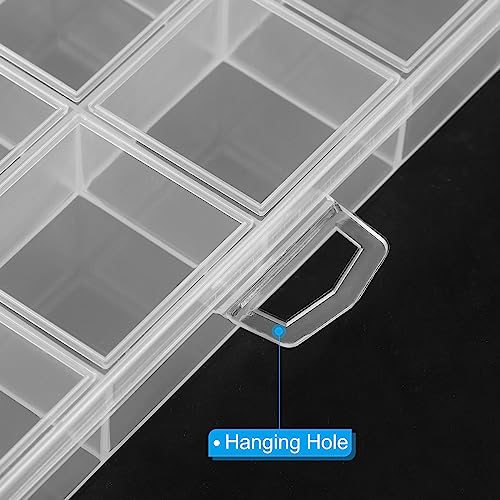 Image of PATIKIL 28 Grids Jewelry Organizer Box, 3 Pack 21mm Clear Plastic Jewelry Boxes Storage Container for Beads Crafts DIY Earrings Pendants Rings, Style 1