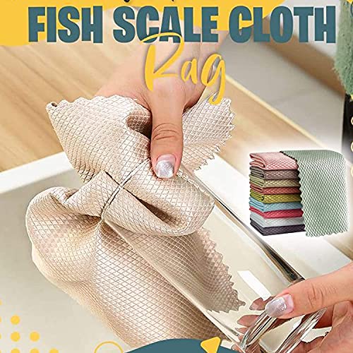 Tenacitee Fish Scale Microfiber Polishing Cleaning Cloth, Reusable Microfiber Glass Scrubbing Cloth & Polishing Cloth & Nanoscale Cleaning Cloth (30CM40CM10PCS)