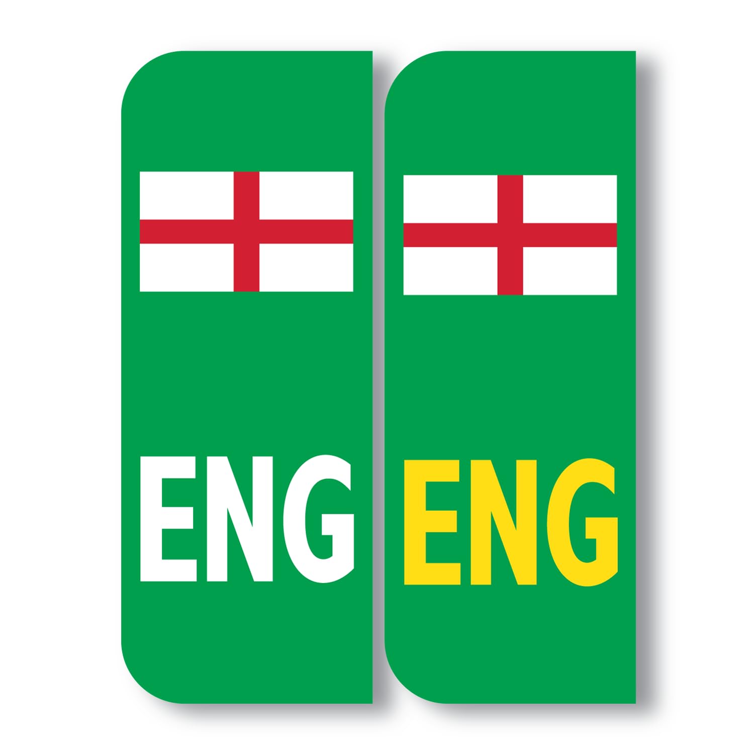 Stika.co Green 2 X England Eng Badge Car Number Plate Self-Adhesive Vinyl Stickers Uk Legal St. George's Flag Decals, Brexit Alternative Badge (Laminated White Vinyl, )