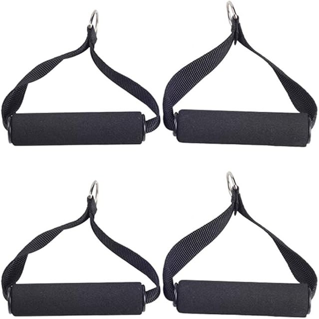 BESPORTBLE 4Pcs Heavy Duty Exercise Handles Cable Machine Attachments Resistance Bands Handles Grips Strength Training (Black)