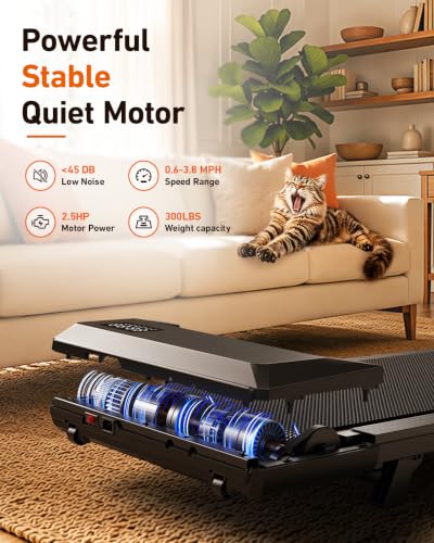 Image of Superun Walking Pad with 6% Incline, Under Desk Treadmill, 3 in 1 Portable Treadmills for Home with Remote Control LED Display, 2.5 HP Quiet Mini Treadmill for Office Home Use, 300 Lbs Capacity