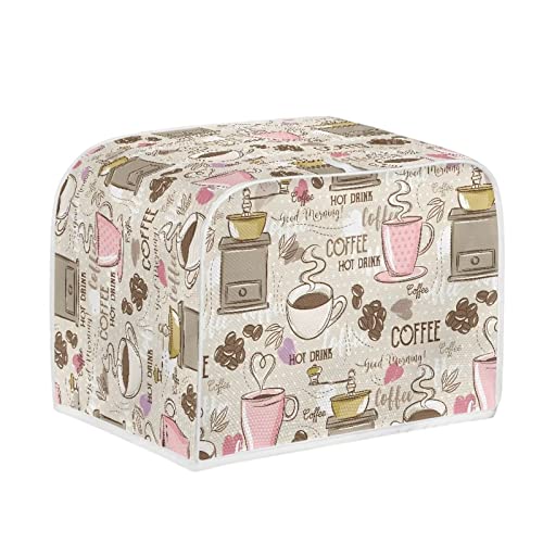 Image of Talayituse Coffee Theme 2 Slice Toaster Covers Dust Protection Bread Maker Covers Toaster Oven Cloth Cover Kitchen Accessories Washable Appliance Cover