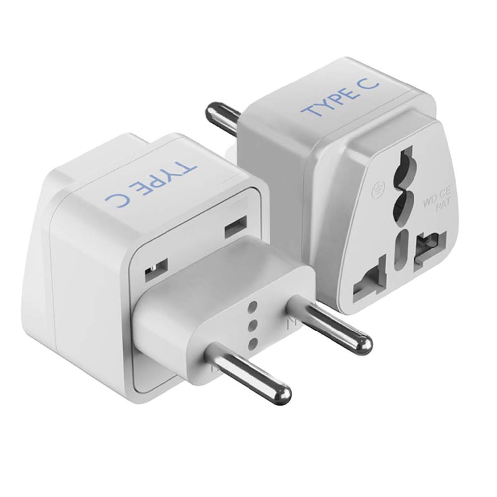European Plug Adapter, Ceptics India to Russia, Europe, Turkey & More – Type C – Perfect for Laptop, Camera Charger and More – CE Certified – RoHS Compliant -2 Pack -White